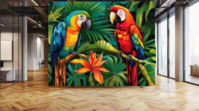 tropical paradise bright and lively letters featuring tropical a Wall mural