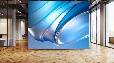 3D  Blue Wavy Shapes Wall mural