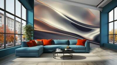 Chrome Metal Wave Background Wall mural