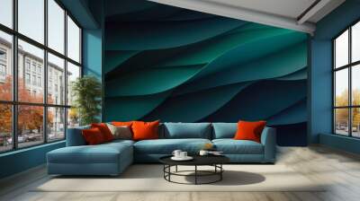 Green-Blue Wave Background Wall mural