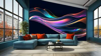 Holographic Neon Fluid Waves Wall mural