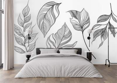 Line Art Leaves Wall mural