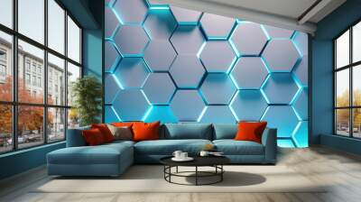 Neon Hexagons Background Wall mural