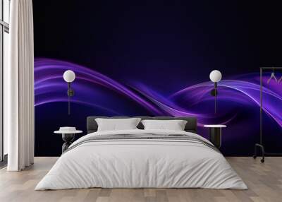 Purple Waves on Dark Wall mural