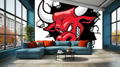 bull heading a wall Wall mural