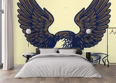 hand drawing style of eagle  grip the ribbon Wall mural