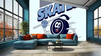 Ice Skates Ball Character Shirt Design Wall mural