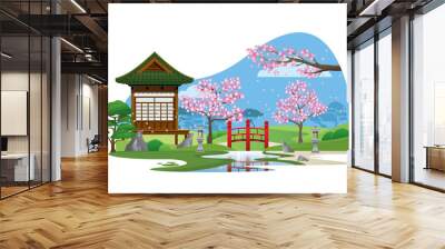 japan garden with small house Wall mural