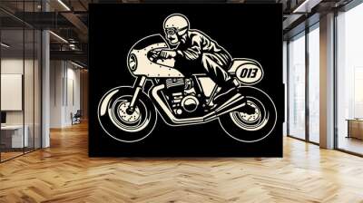 Man riding Vinatage racing Motorcycle Wall mural