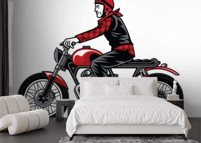 man riding vintage custom motorcycle Wall mural