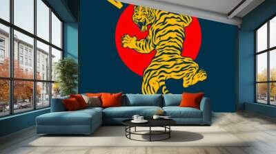 Retro Vintage Shirt Tiger Japan Design Wall mural