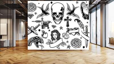 set of various tattoo flash Wall mural