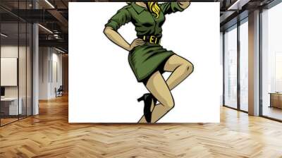 sexy pin up girl wearing army uniform Wall mural