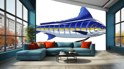 Vintage Blue Marlin Vector Illustration Wall mural