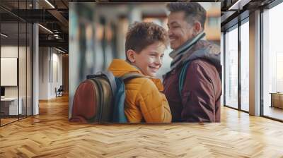 LGBTQ families dropping off their young or adopted children at school. Wall mural