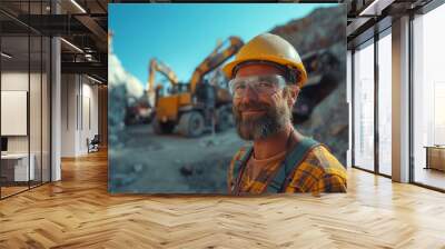 Worker on the background of a large machine is working Wall mural