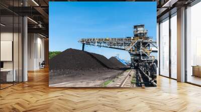 Coal stacker and Coal Reclaimer are mining machinery, or mining equipment in the mining industry that large or huge machine used in bulk material handling in stockpile as the Coal Production Wall mural