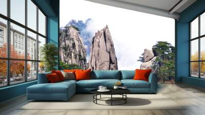 Rocky mountains in the morning fogs Wall mural