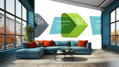 infographic arrows with 3 step up options and glass elements. vector template in flat design style Wall mural