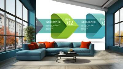 Infographic arrows with 3 step up options and glass elements. Vector template in flat design style Wall mural