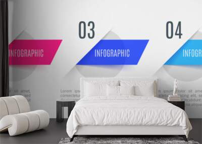 Infographic arrows with 5 step up options and glass elements. Vector template in flat design style Wall mural