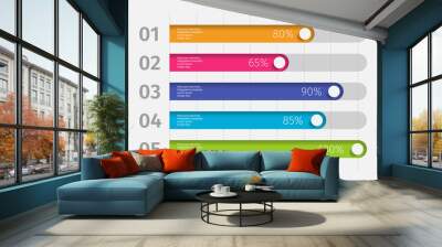 Modern colorful 3d chart, graph. Template for diagram, presentation and chart. Infographics elements. Vector illustration. Wall mural