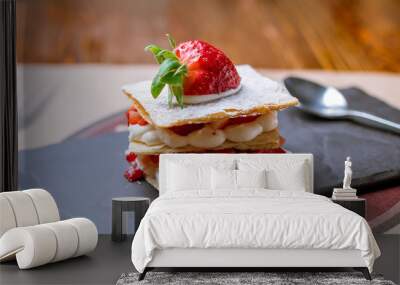 millefeuille with strawberries Wall mural