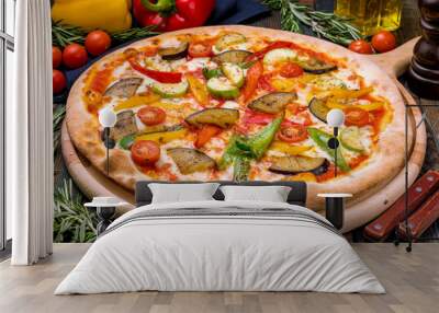 Pizza with vegetables vegetarian Wall mural