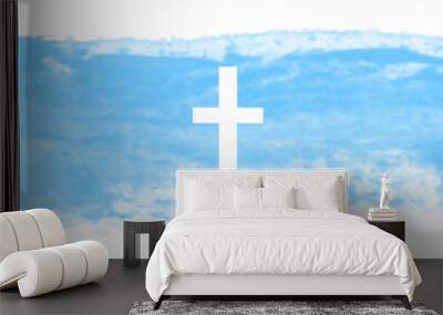 cross on blue background, cross on the sky, Watercolor eps Easter cross clipart. watercolour texture, banner with cross, crosses illustration Isolated on white background Wall mural