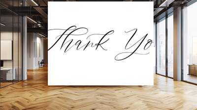 thank you lettering, thank you card, ready to print, vector hand drawn lettering, banner, borderline  Wall mural