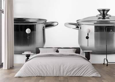 The stainless steel cooking pot over white background Wall mural