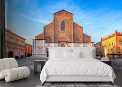 Bologna, Italy. View of Basilica di San Petronio on sunrise Wall mural