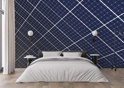 Solar cell panel wall perspective background. Blue clean energy. Technology vector. Wall mural