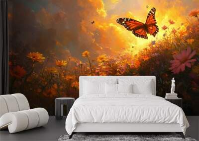 butterfly on the meadow Wall mural