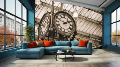 iconic old clock Waterloo Station, London Wall mural