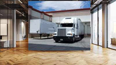 truck at loading bay of warehouse Wall mural