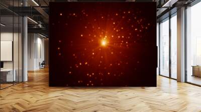 abstract festival red gold particle confetti starburst light background Wall mural