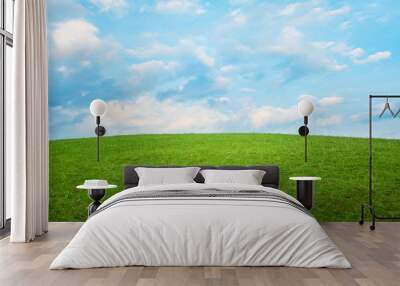 Beautiful simple hill landscape with clouds background Wall mural