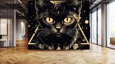 Mystical Feline Enigma - Generative AI Wall mural