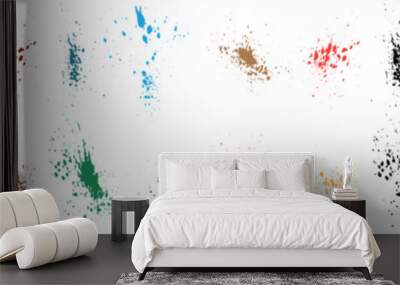 Droplet splatters set of grunge texture black, green, red, purple, blue, pink color brush stroke blood background set Wall mural