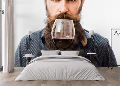 bearded man with wine Wall mural