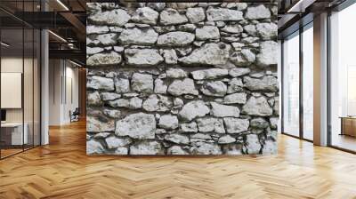 stone masonry grey wall background. stone masonry grey wall backdrop. background stone masonry Wall mural