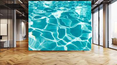 turquoise color background of swimming pool water with ripples in summer Wall mural