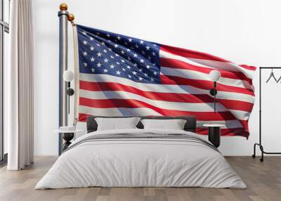 american flag isolated on white Wall mural