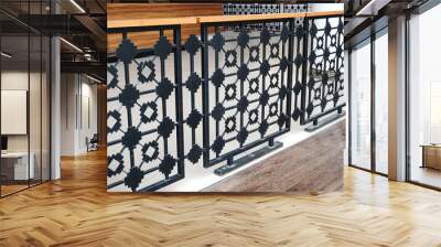 Railing with black metal laser cut decorate, Interior detail Wall mural