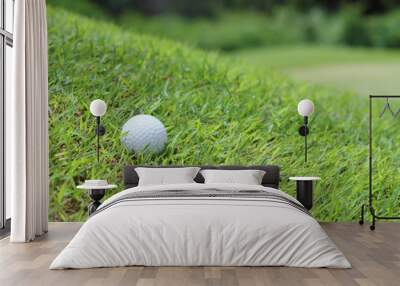 golf ball on green. Wall mural