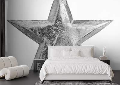 Silver metal christmas star Wall mural