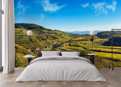 View over Altvogtsburg village Kaiserstuhl in autumn Wall mural