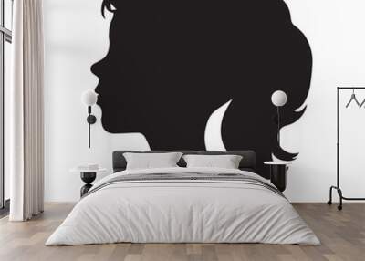 African American Side Silhouette with Curly Hair and Beautiful Face Wall mural