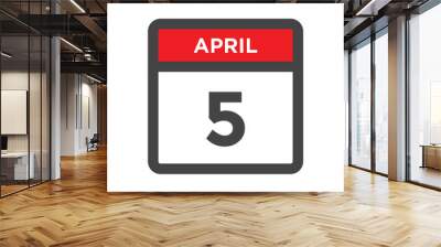 April 5 calendar icon with day of month Wall mural